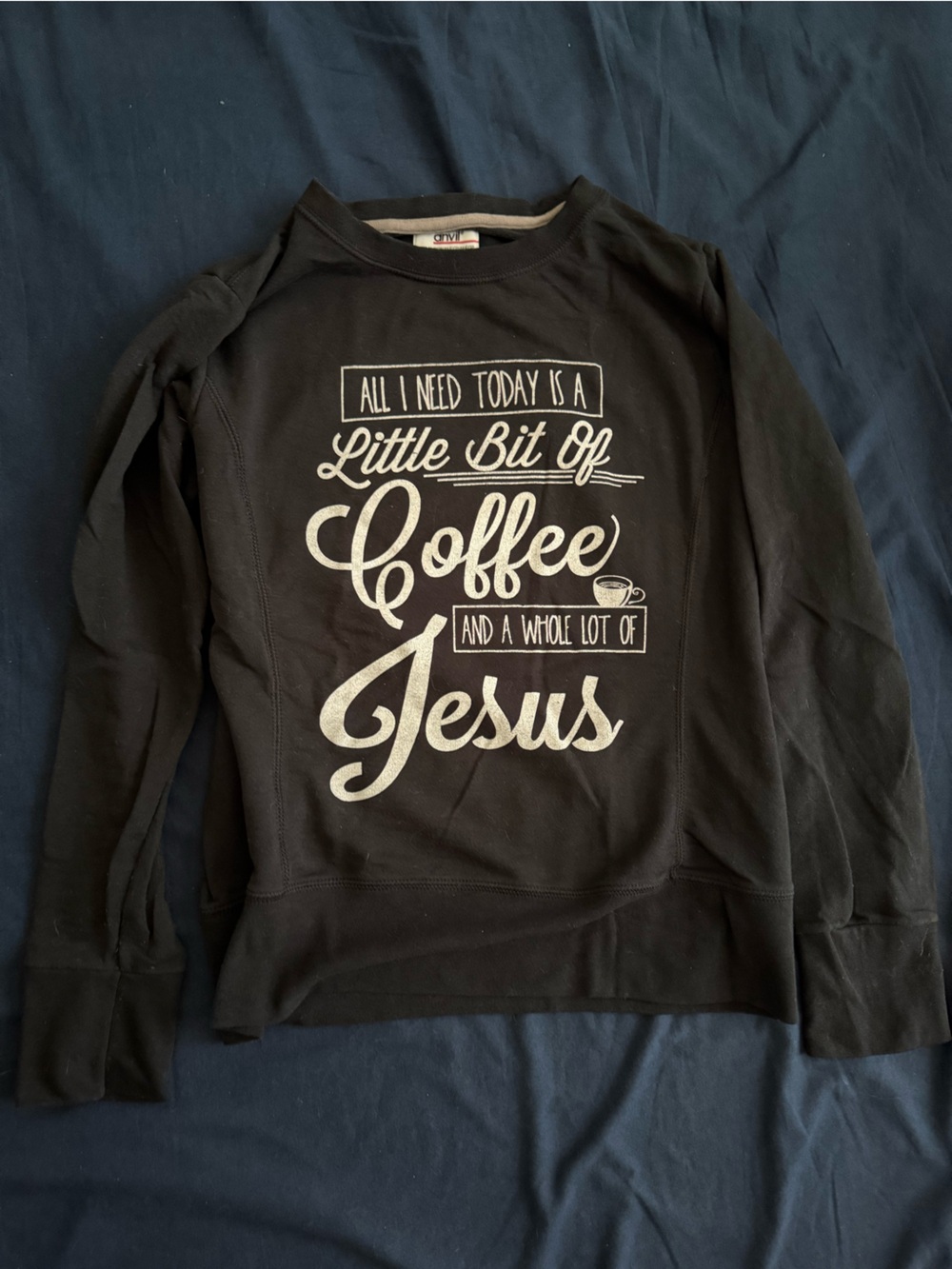 Anvil Black Sweatshirt with White Label Detail
